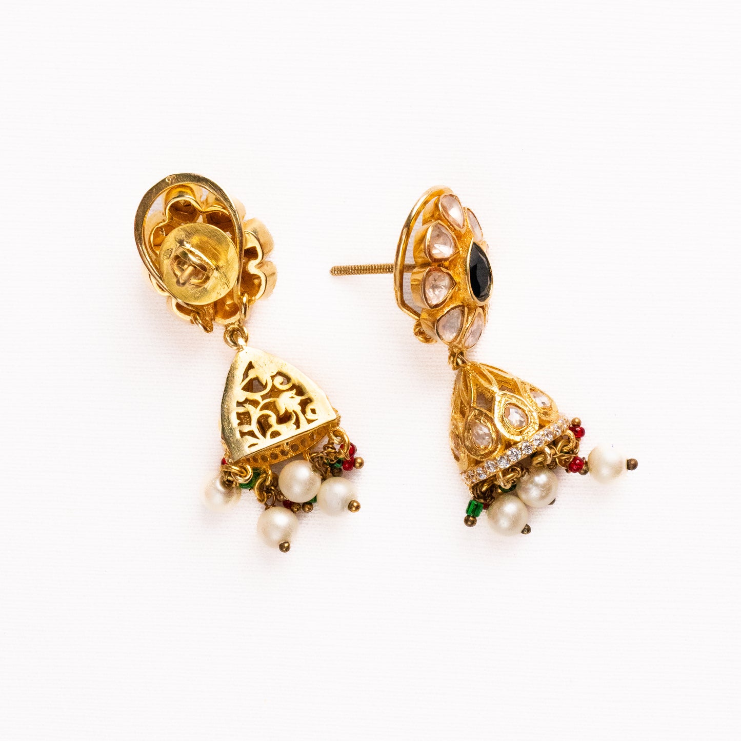 Polki Silver Jhumka