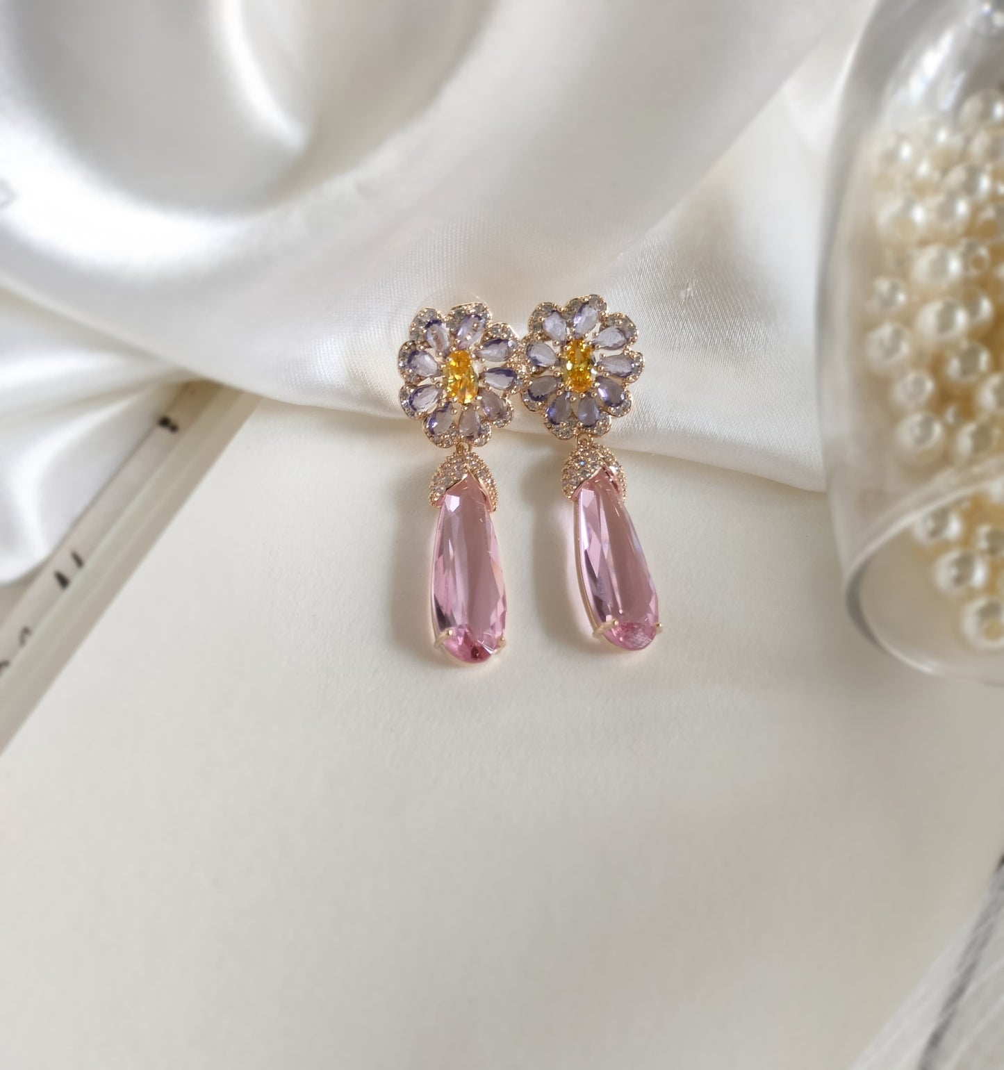 Pear Drop Flower Earrings