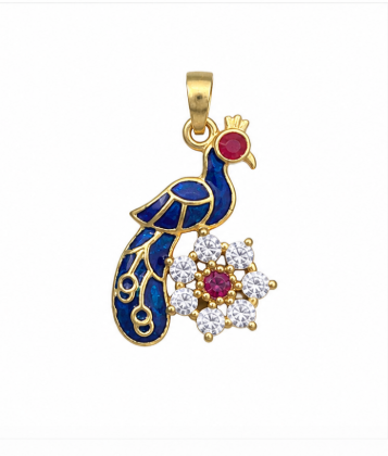 Blue Peacock Silver Pendant