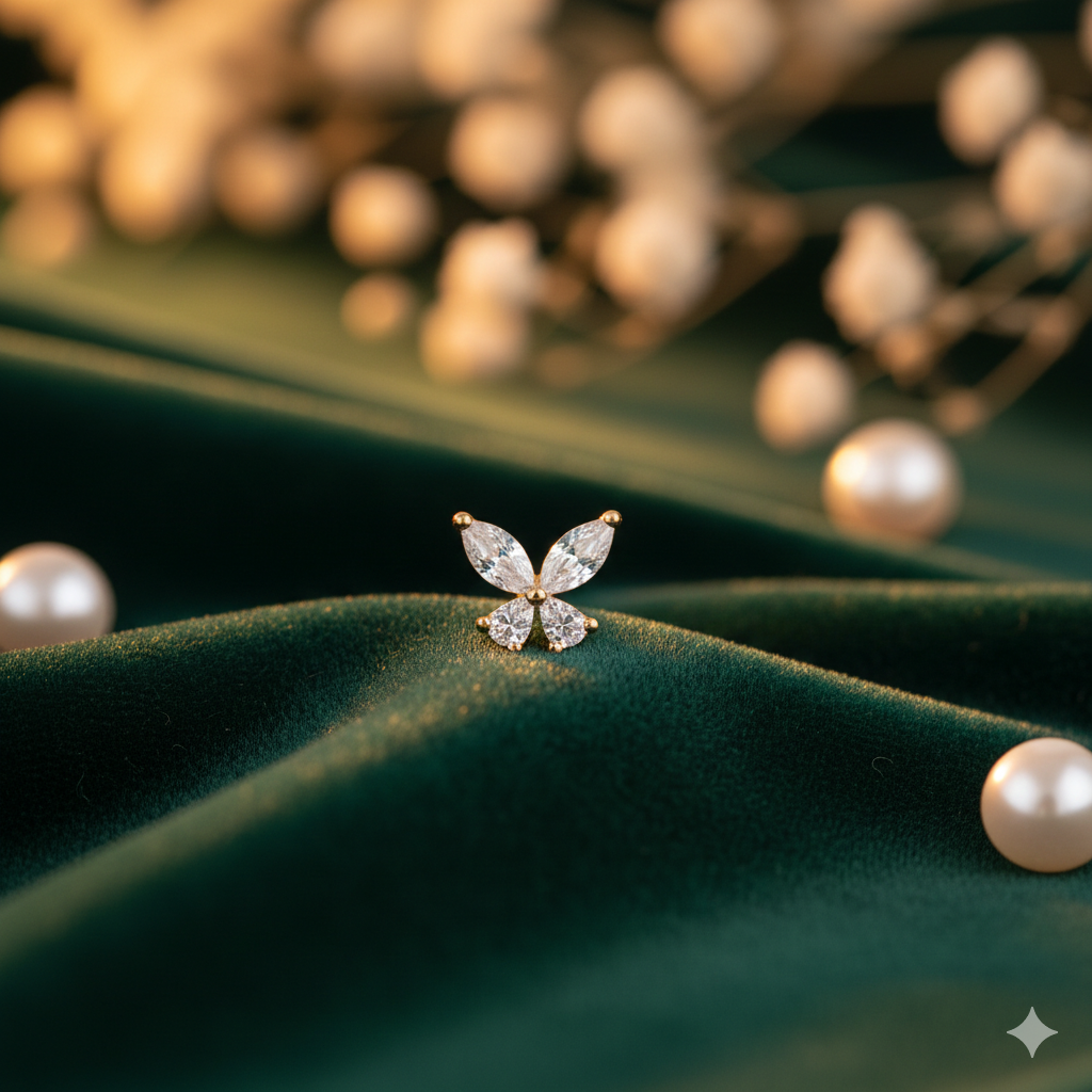 Butterfly Drop 925 Silver Nose Pin for Women