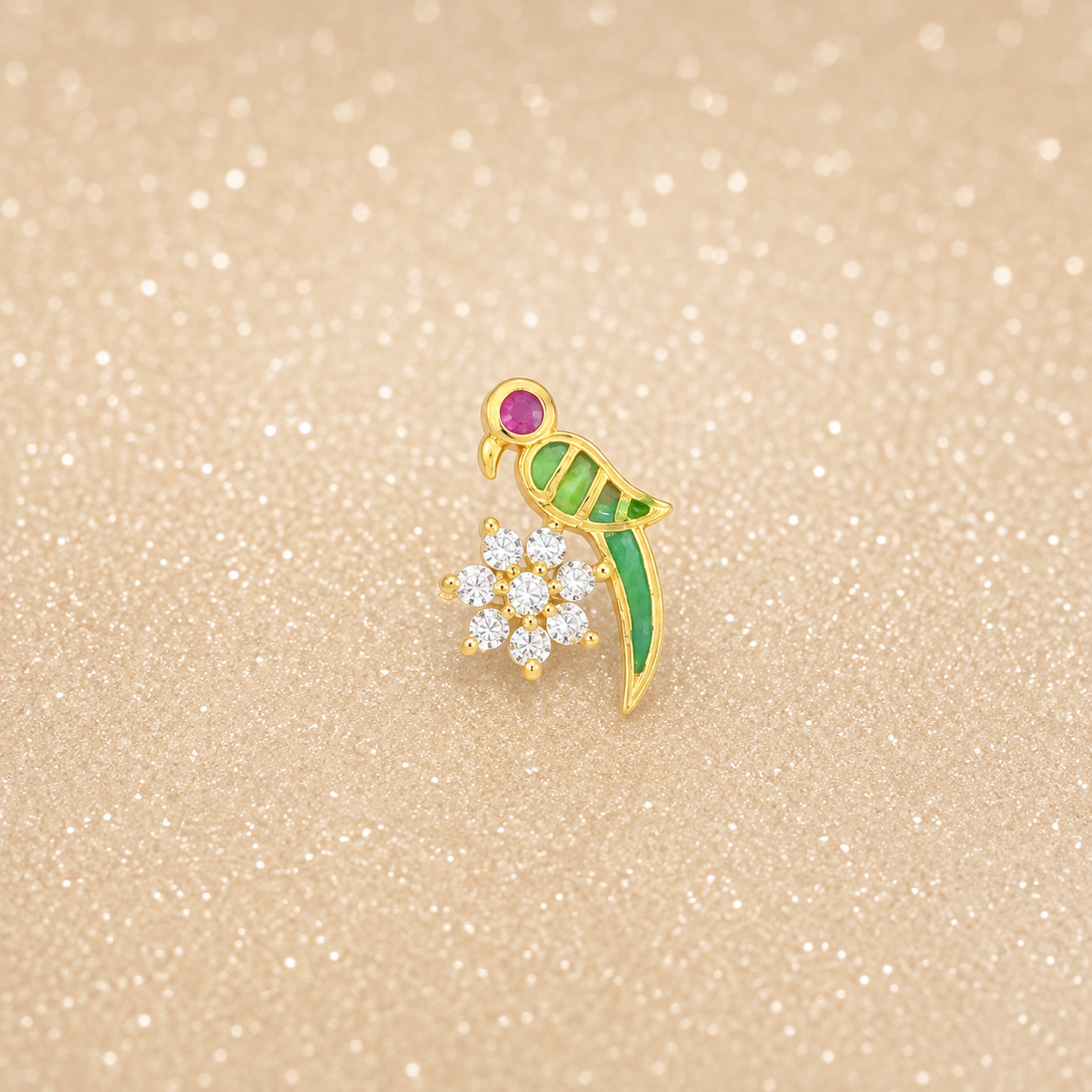 Parrot 925 Sterling Silver Nose Pin for Women