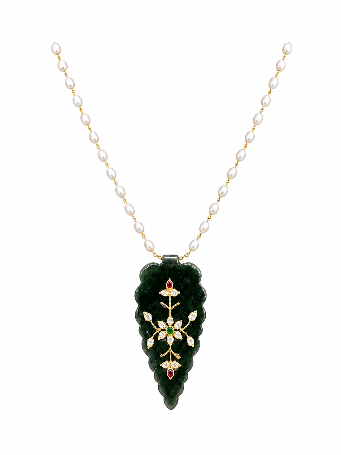 Emerald Pearl Pendant Chain