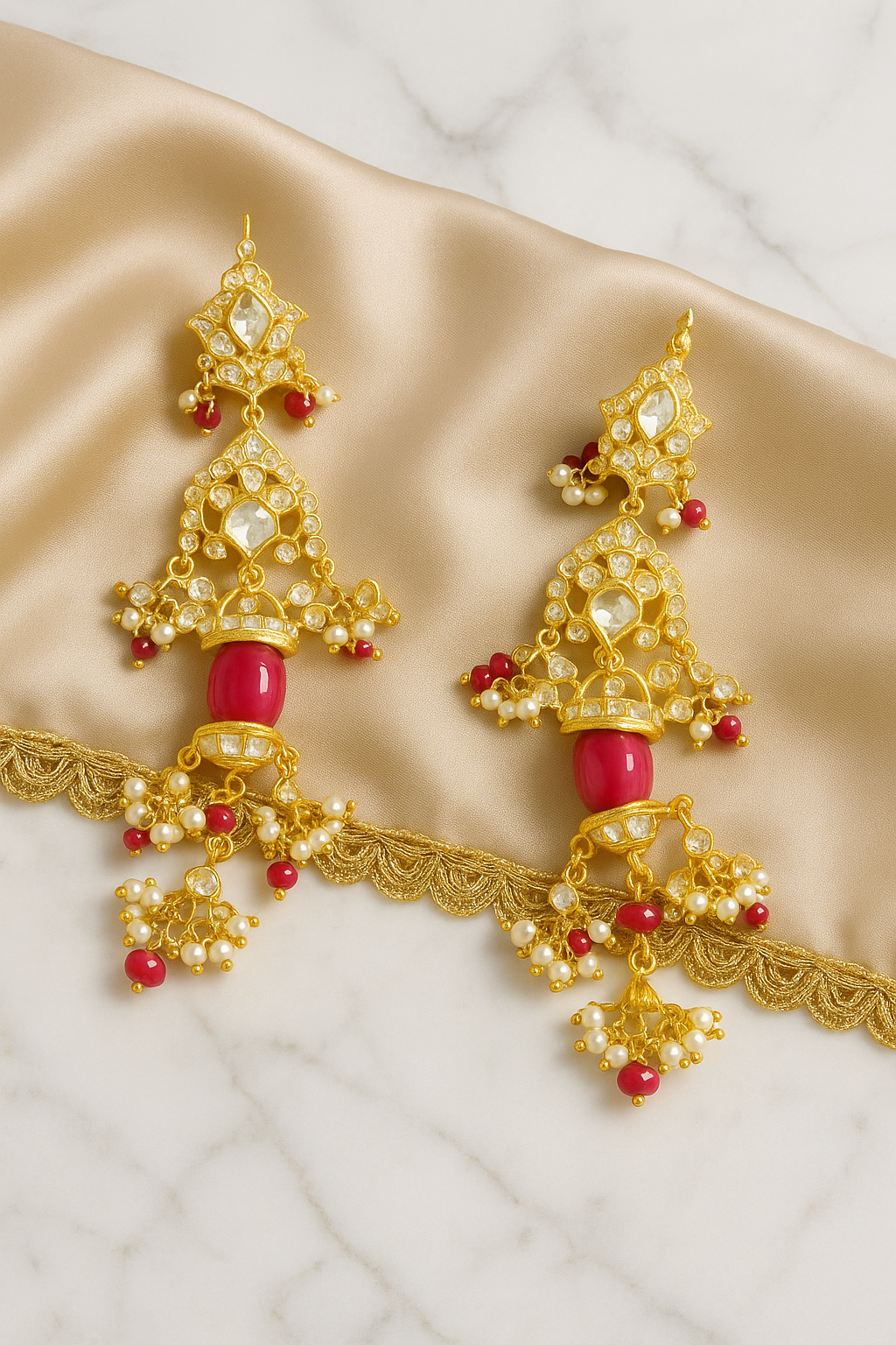 Riva Ruby Danglers Silver Earrings
