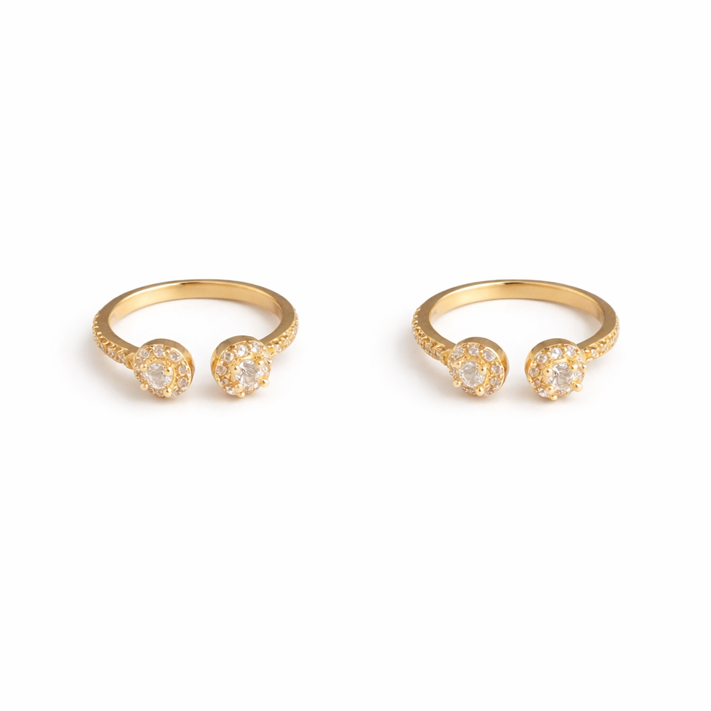 Solitiare halo Toe Rings 19