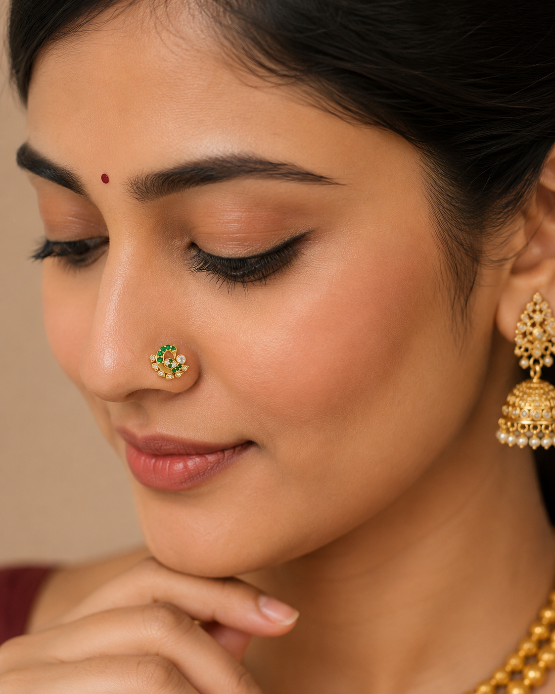 Peacock Silver Nose Pin for Women