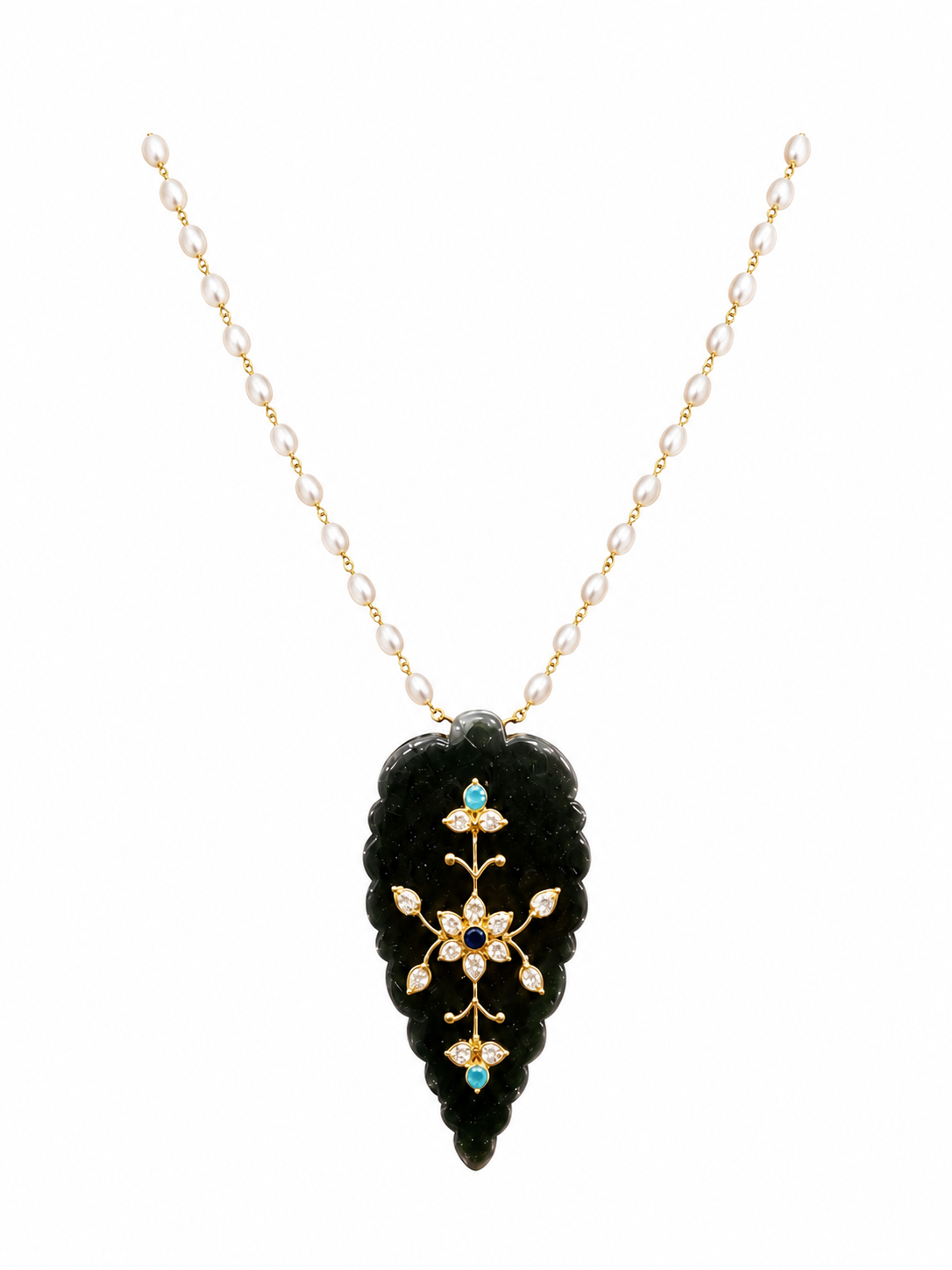 Emerald Pearl Pendant Chain