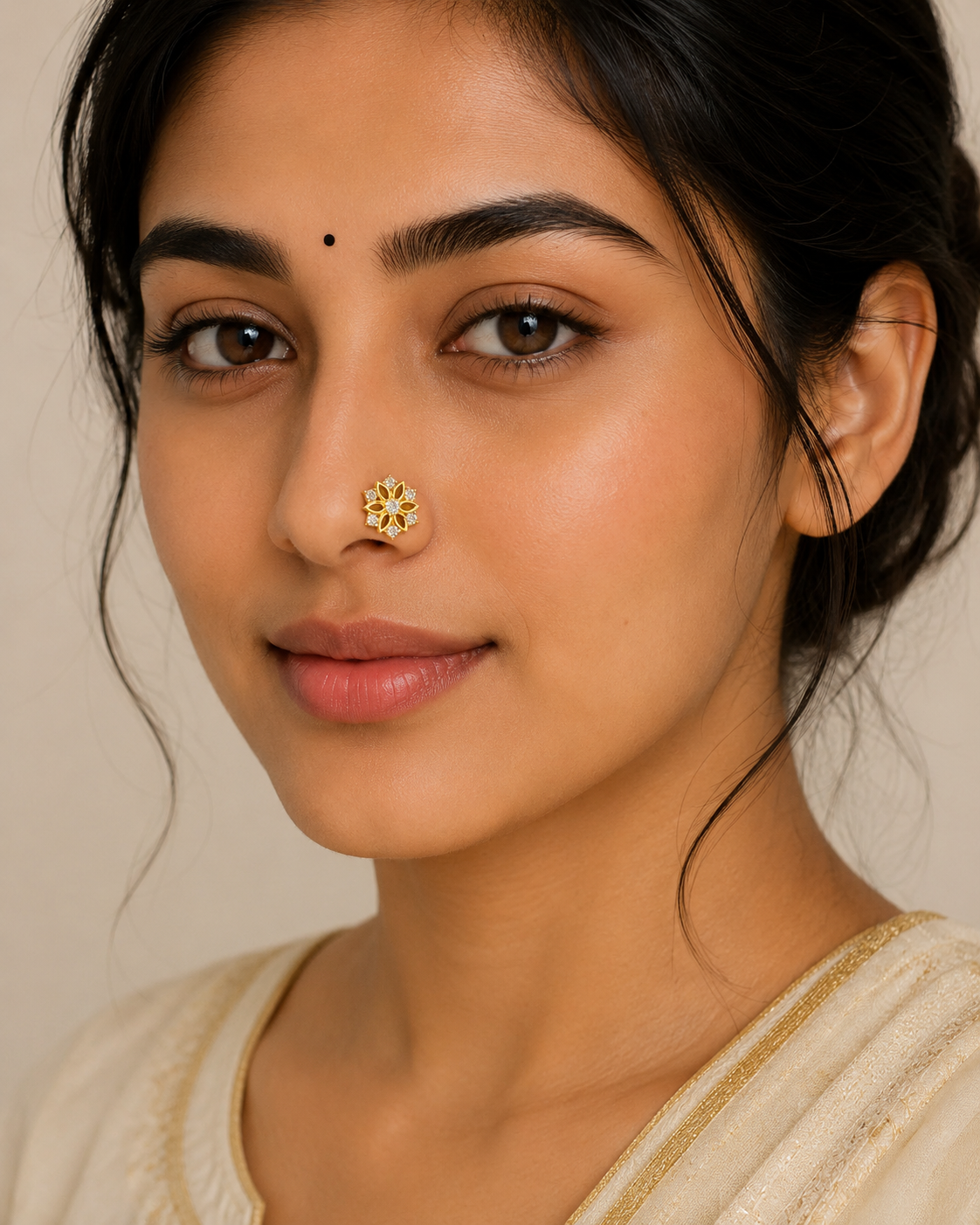 Pushp 925 Silver Nose Pin for Women