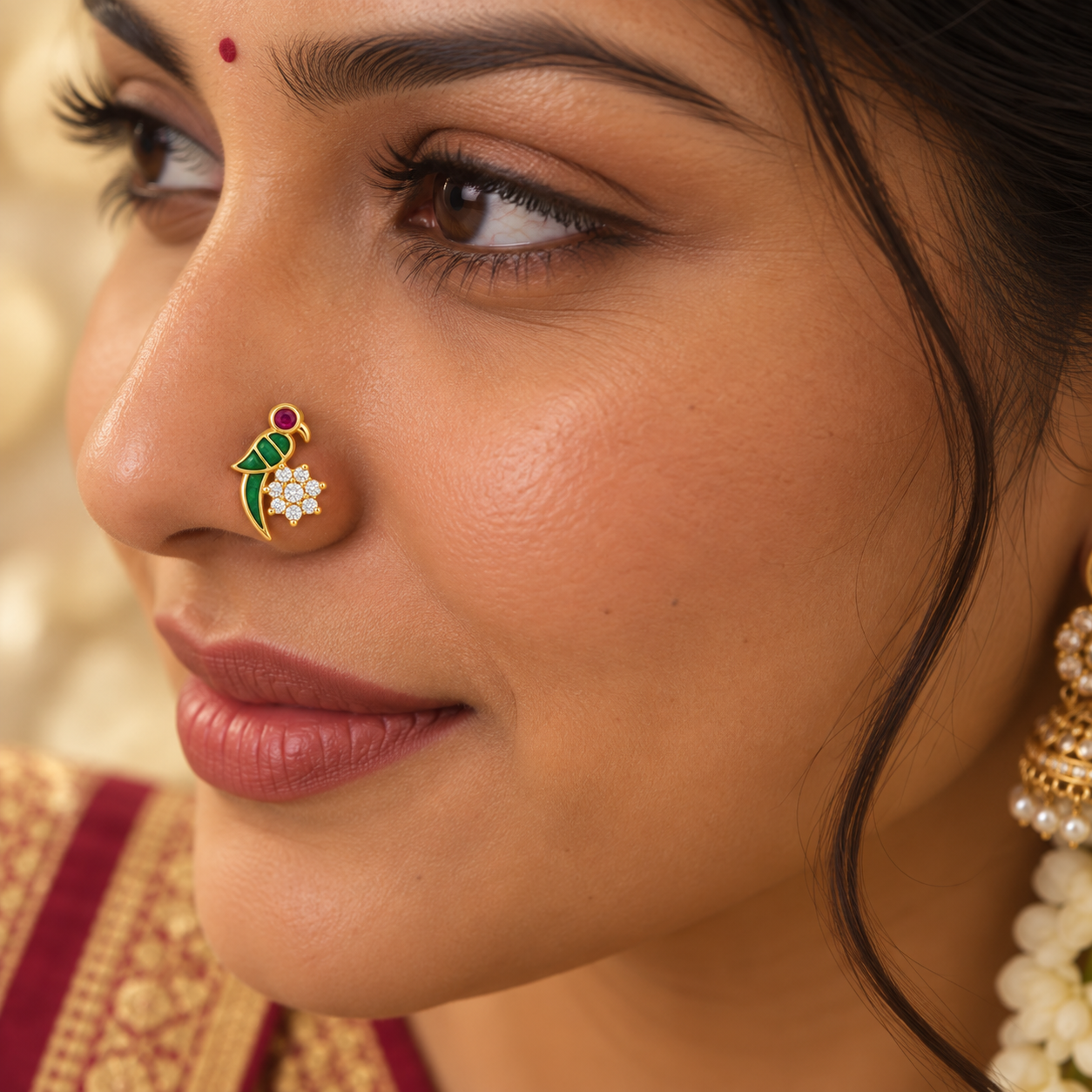 Parrot 925 Sterling Silver Nose Pin for Women
