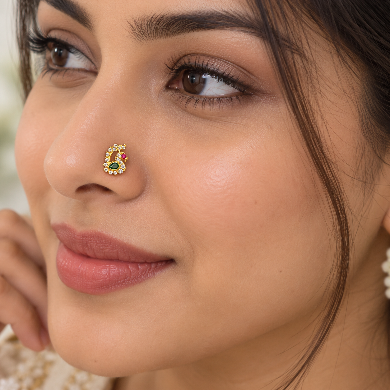 Mayuri 925 Sterling Silver Nose Pin for Women