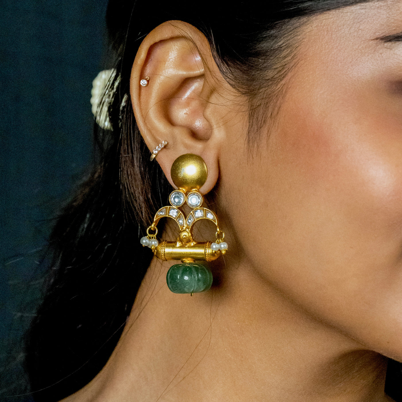 Elina Green Charm Earrings