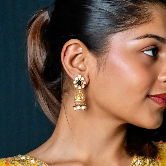 Polki Silver Jhumka