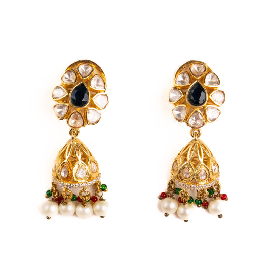 Polki Silver Jhumka