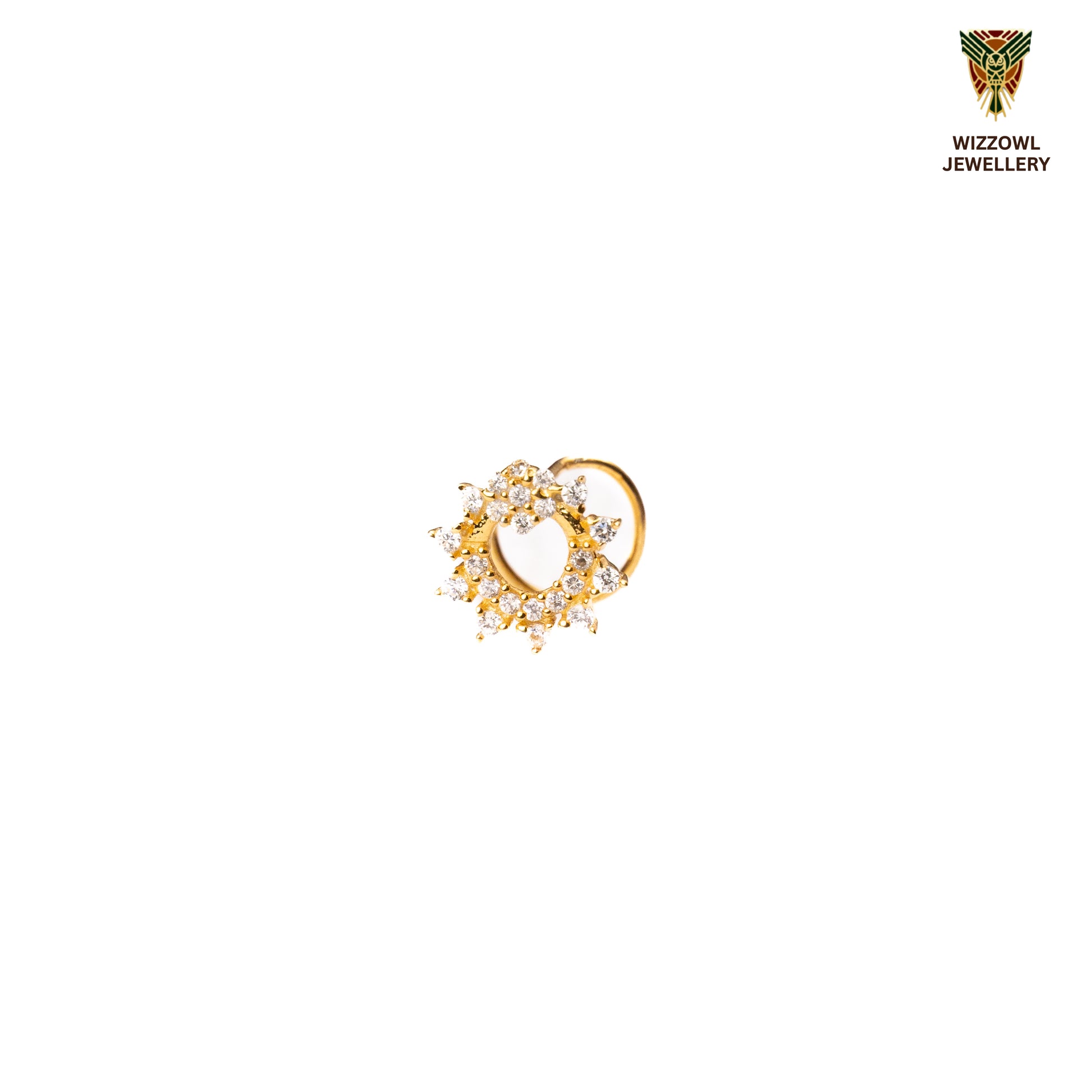 Silver nosepins featuring traditional motifs with a modern design twist, displayed on a neutral background.