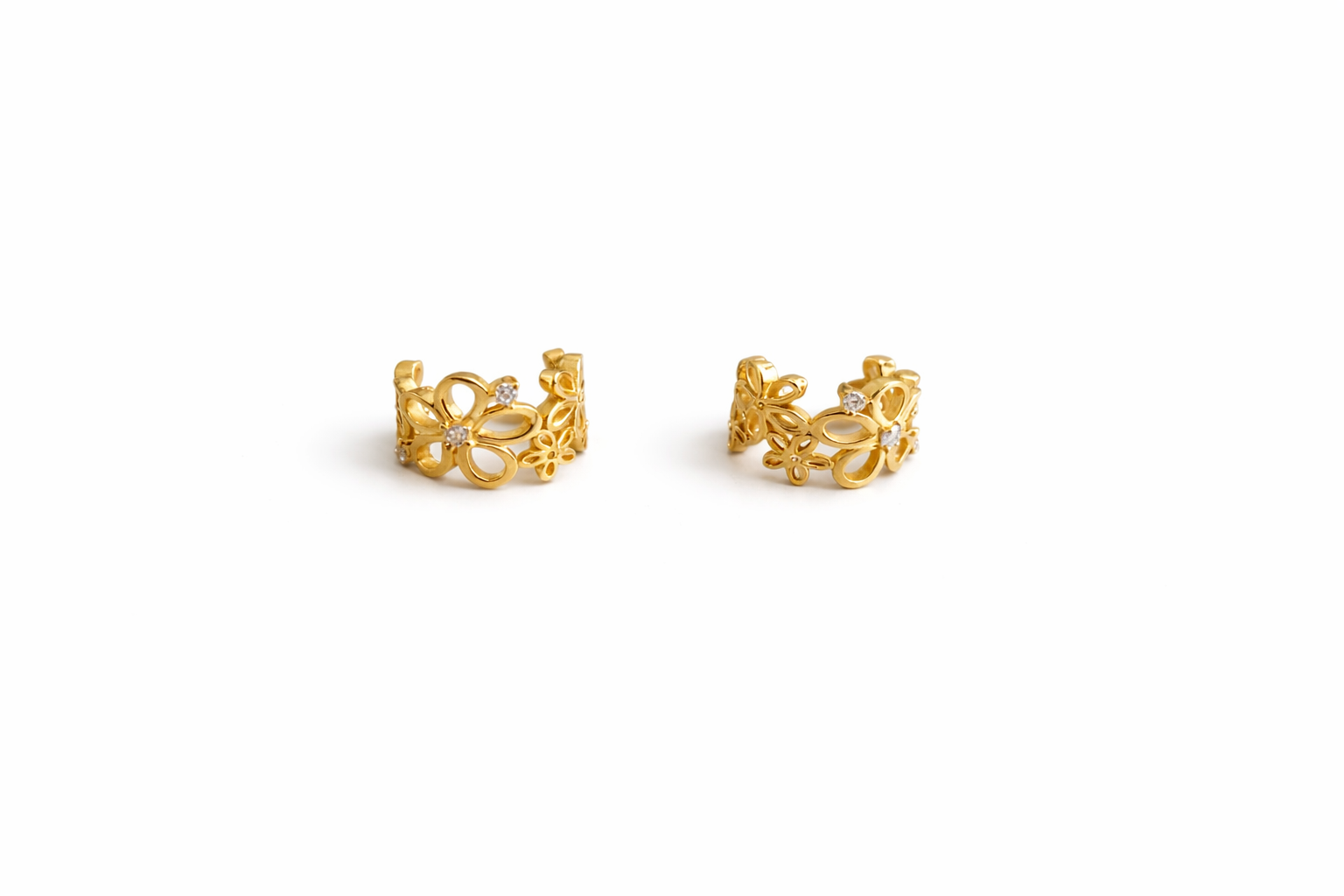 Flower Silver Earcuffs