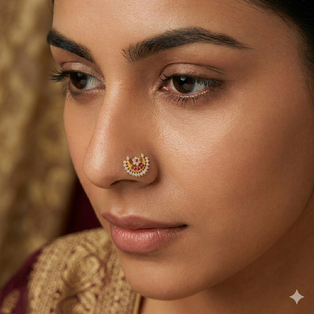 Etasha 925 Silver Nose Pin for Women