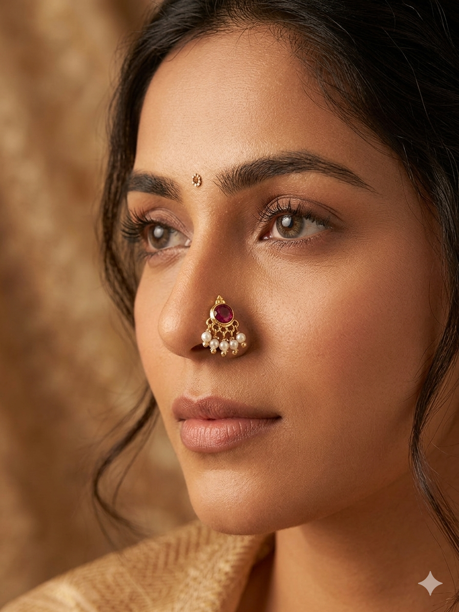 Aadhya 925 Silver Nose Pin for Women