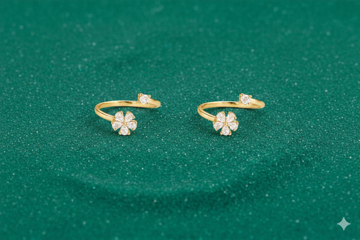 Two tone floret  Toe Rings 29
