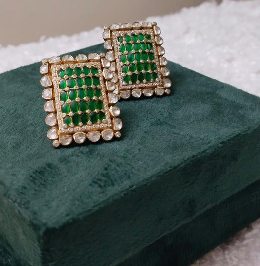 Ganishka Emerald Polki Studs