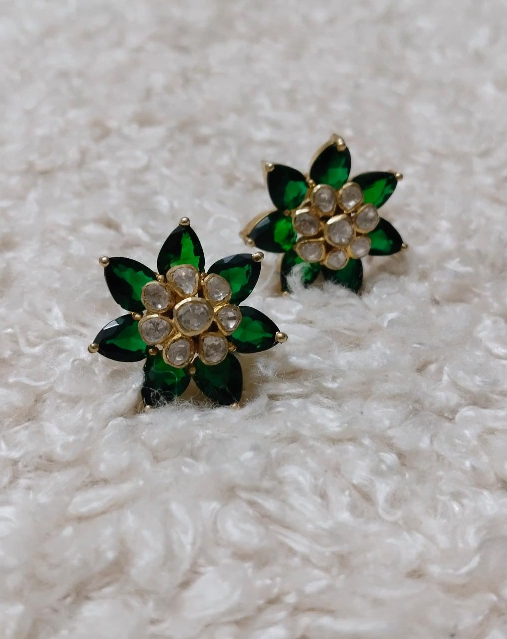 Polki Flower Studs