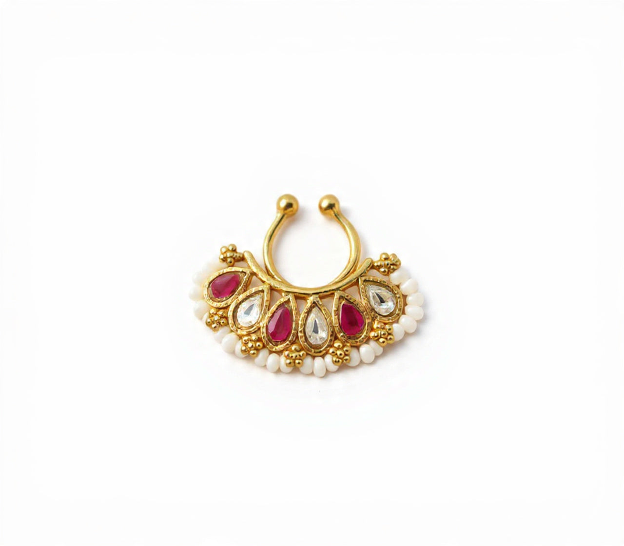 Silver 925 Kundan Septum Nose Pin