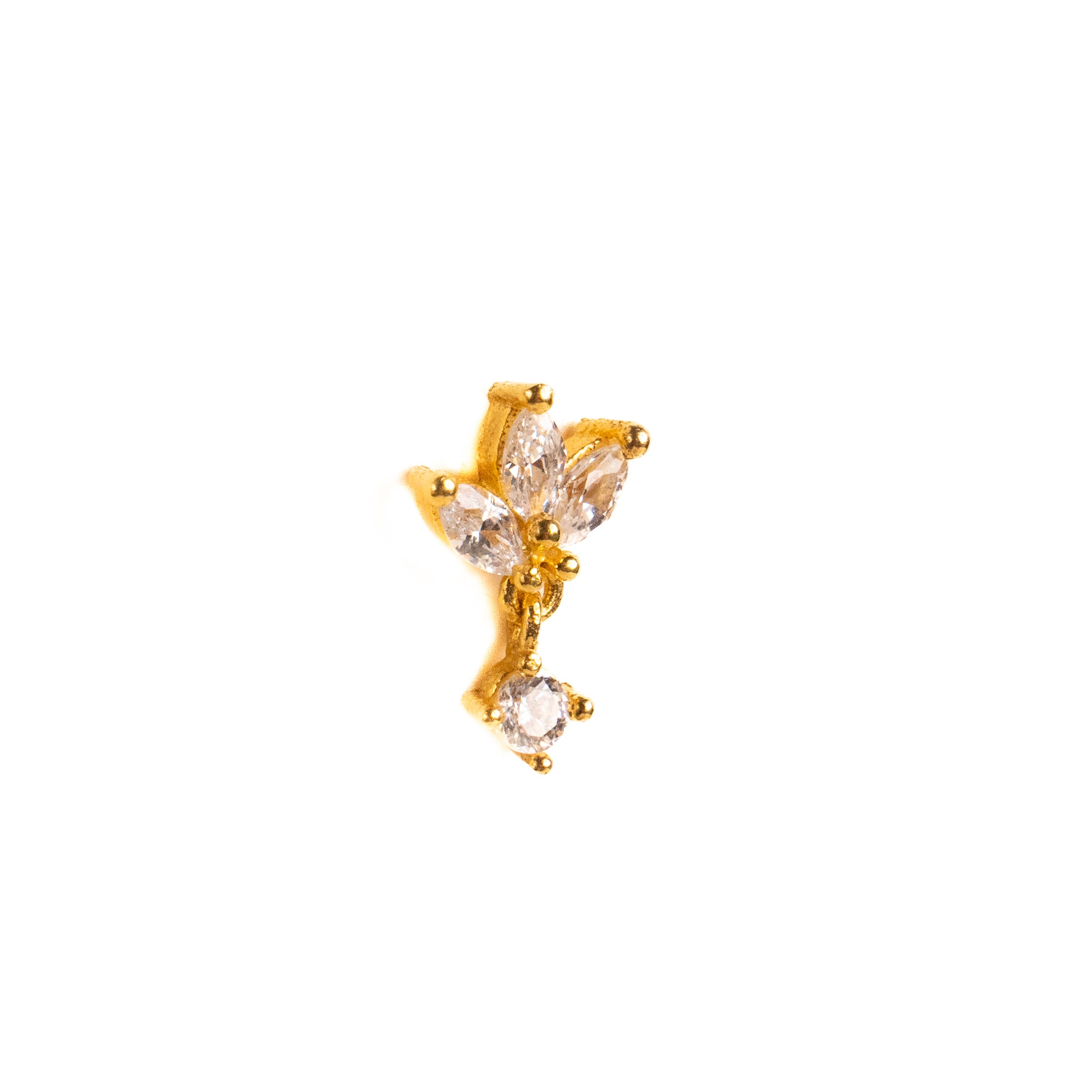 Lotus Drop 925 Silver Nose Pin for Women