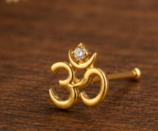 OM  925 Sterling Silver Nose Pin for Women