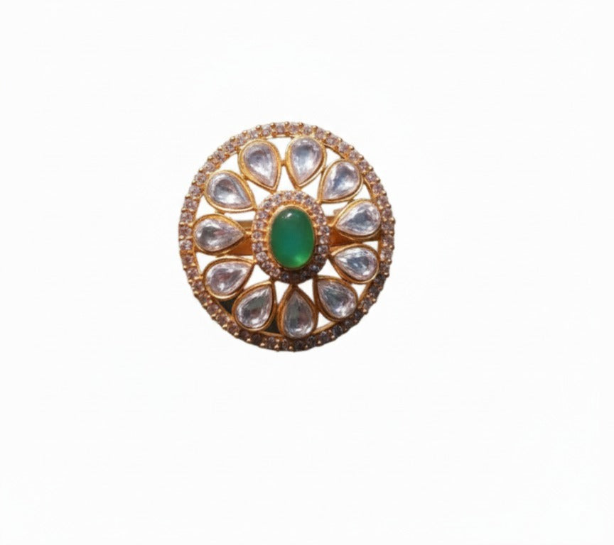 Polki Emerald Bloom Ring