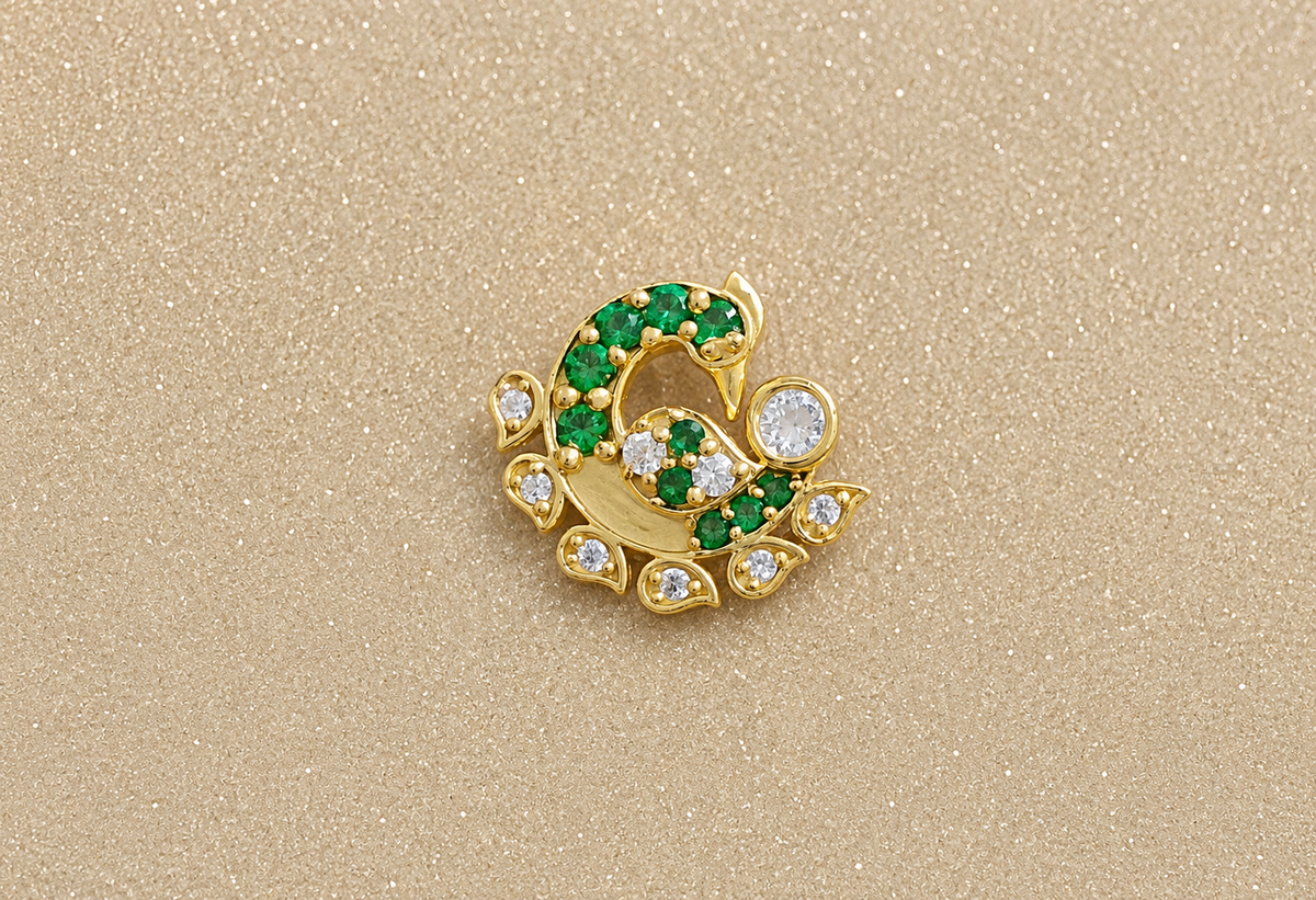 Peacock Silver Nose Pin for Women