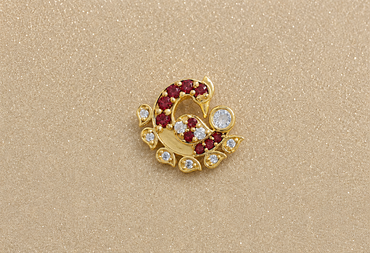 Peacock Silver Nose Pin for Women