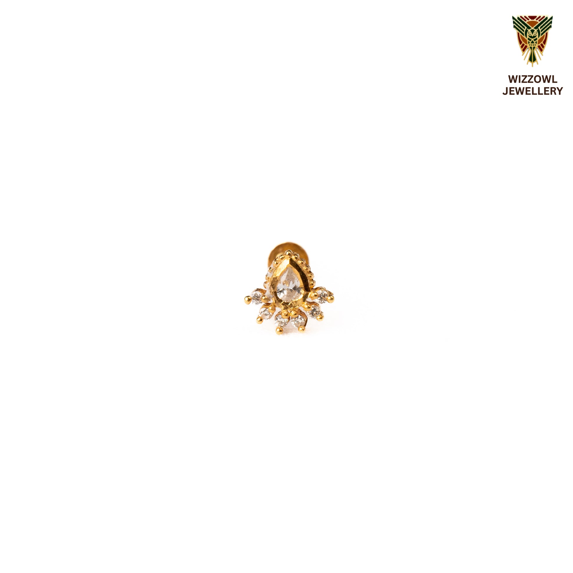 Silver nosepins featuring traditional motifs with a modern design twist, displayed on a neutral background.
