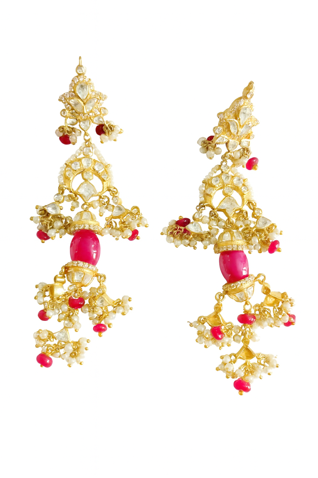 Riva Ruby Danglers Silver Earrings