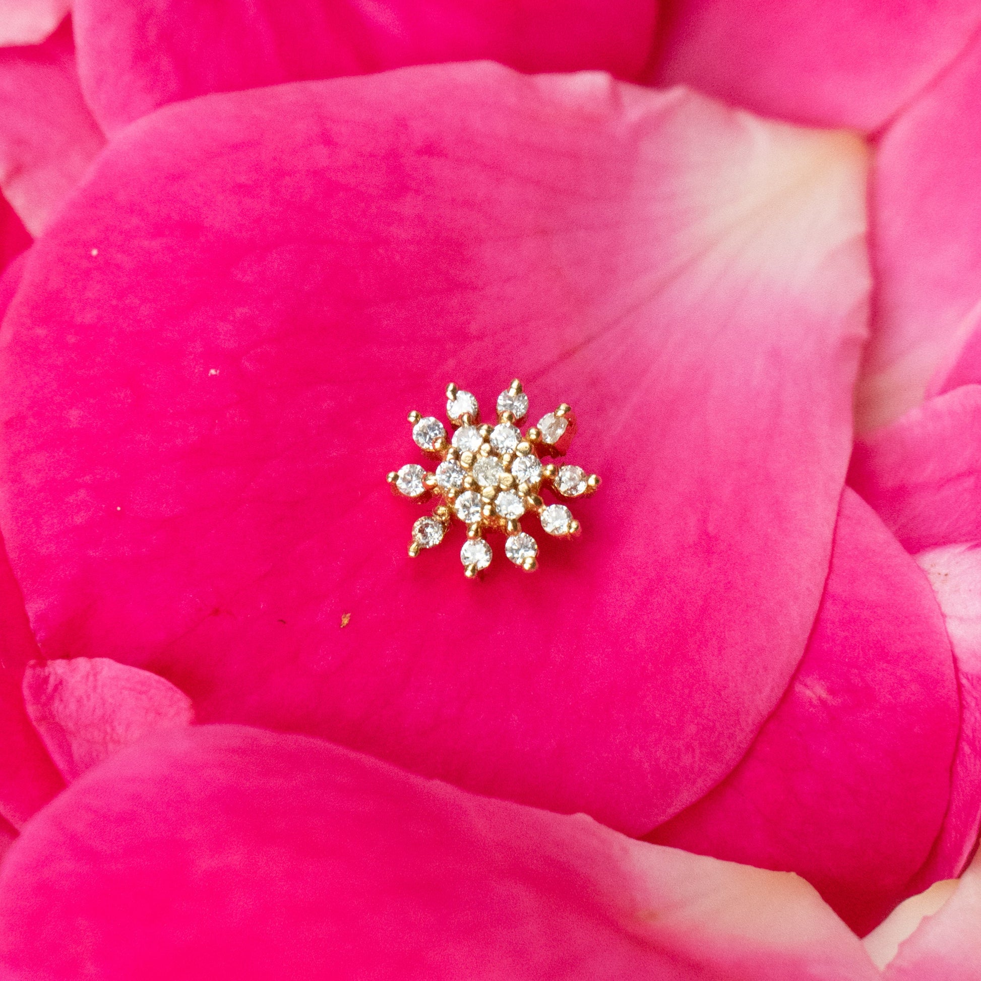 Silver nosepins featuring traditional motifs with a modern design twist, displayed on a neutral background.