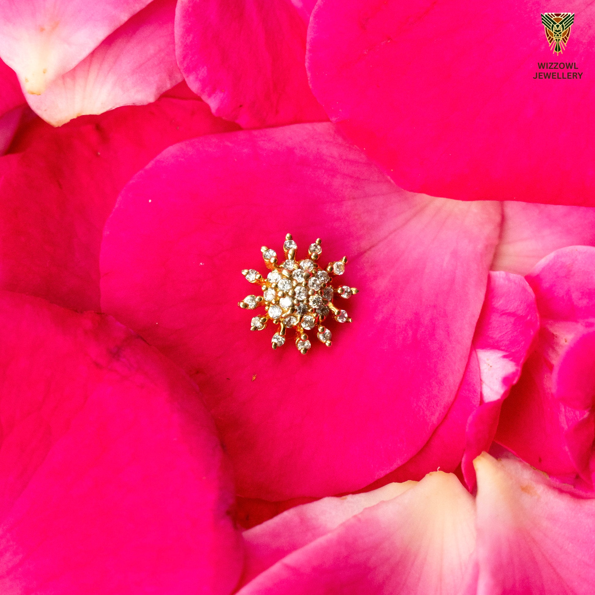 Silver nosepins featuring traditional motifs with a modern design twist, displayed on a neutral background.
