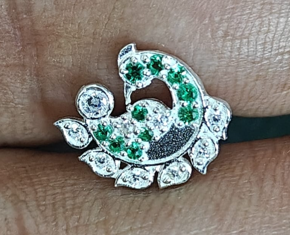 Peacock Silver Nose Pin for Women