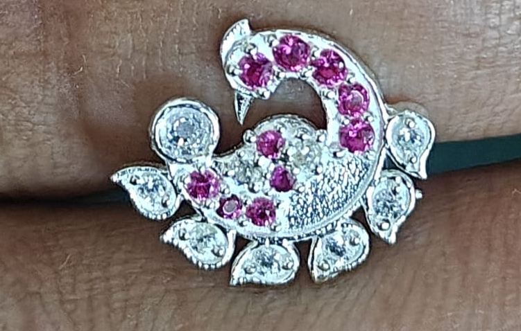 Peacock Silver Nose Pin for Women