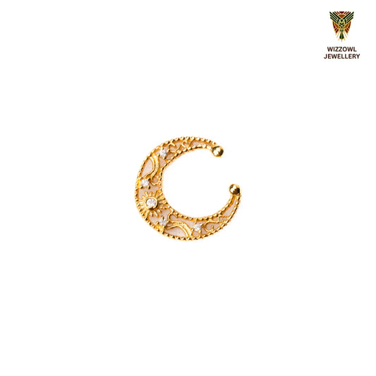 Silver nosepins featuring traditional motifs with a modern design twist, displayed on a neutral background.