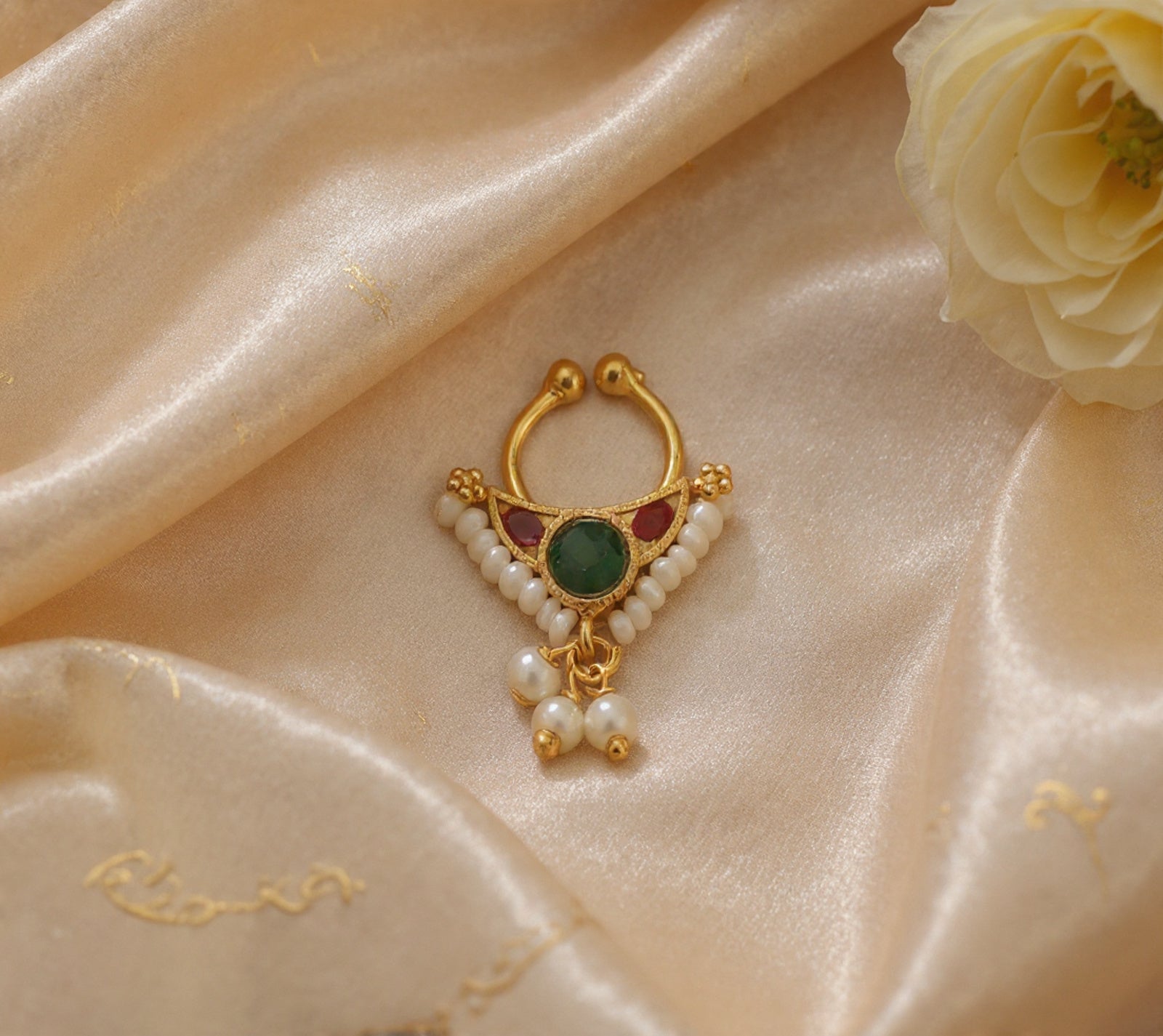 Silver 925 Kundan Septum Nose Pin 28
