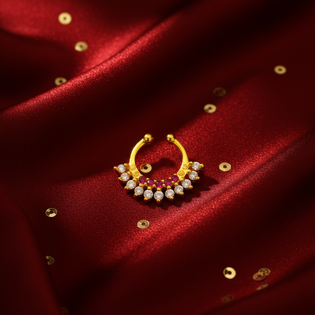 Gold-plated septum nosepin red variant prop