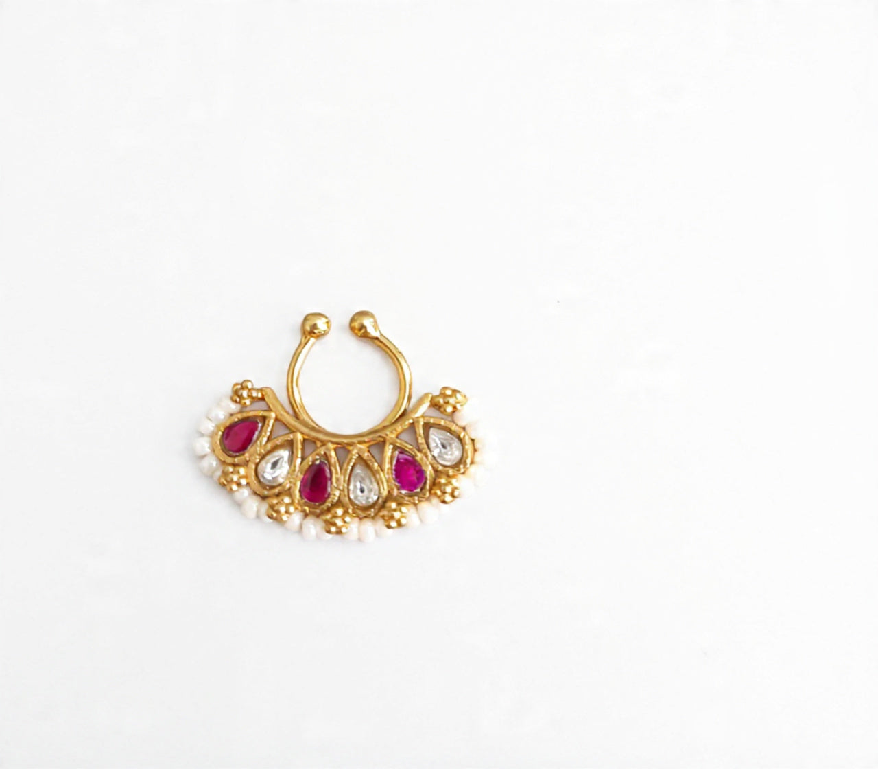 Silver 925 Kundan Septum Nose Pin