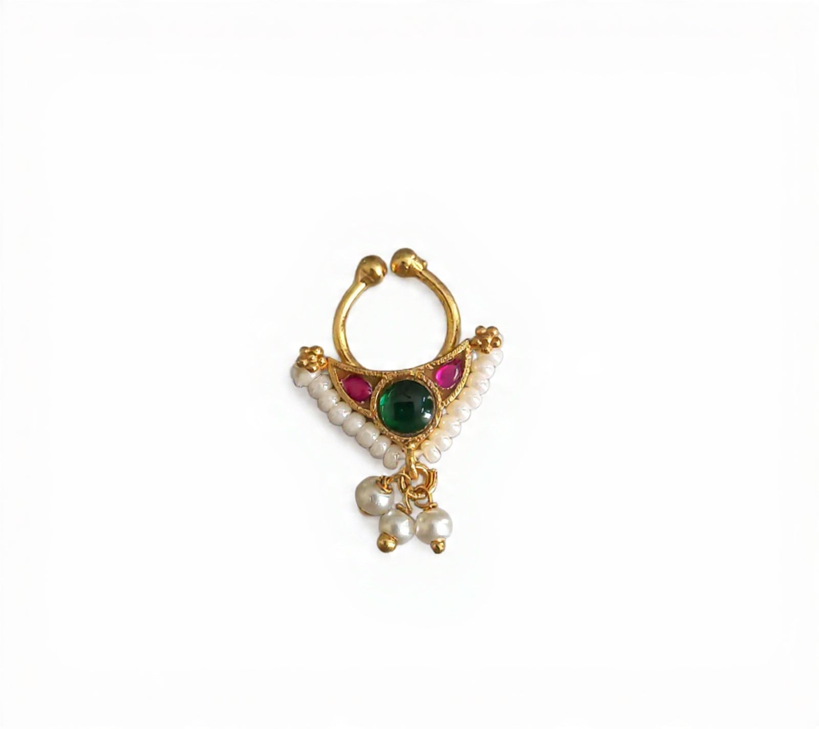 Silver 925 Kundan Septum Nose Pin 28