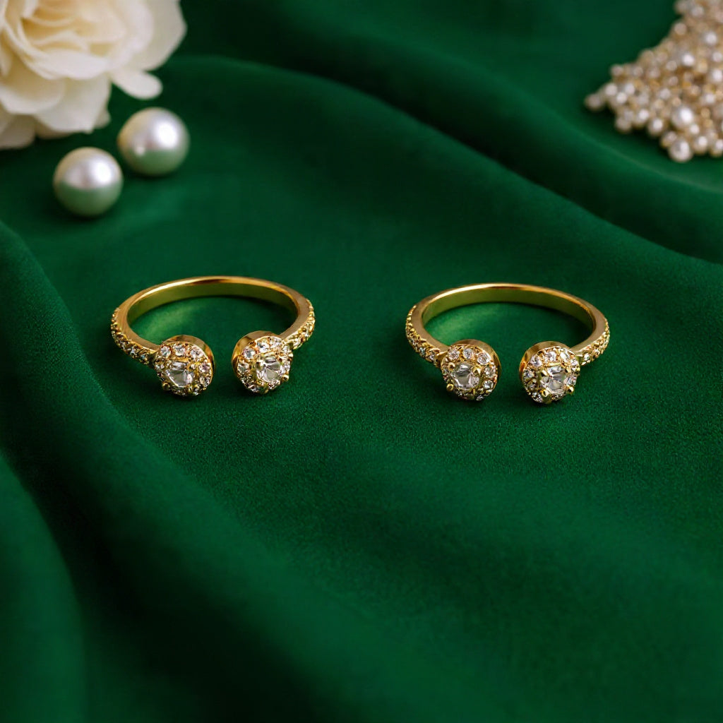 Solitiare halo Toe Rings 19