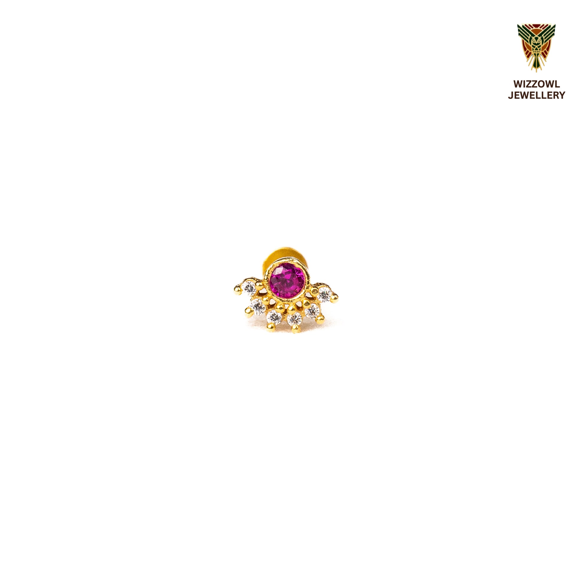 Silver nosepins featuring traditional motifs with a modern design twist, displayed on a neutral background.