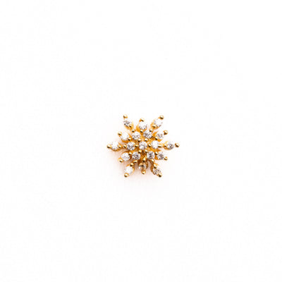 Silver nosepins featuring traditional motifs with a modern design twist, displayed on a neutral background.