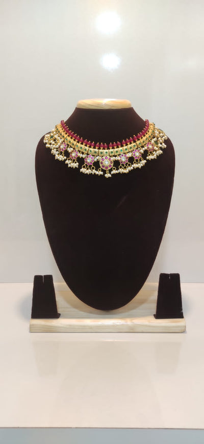 Kundan Temple Jewellery Necklace Set