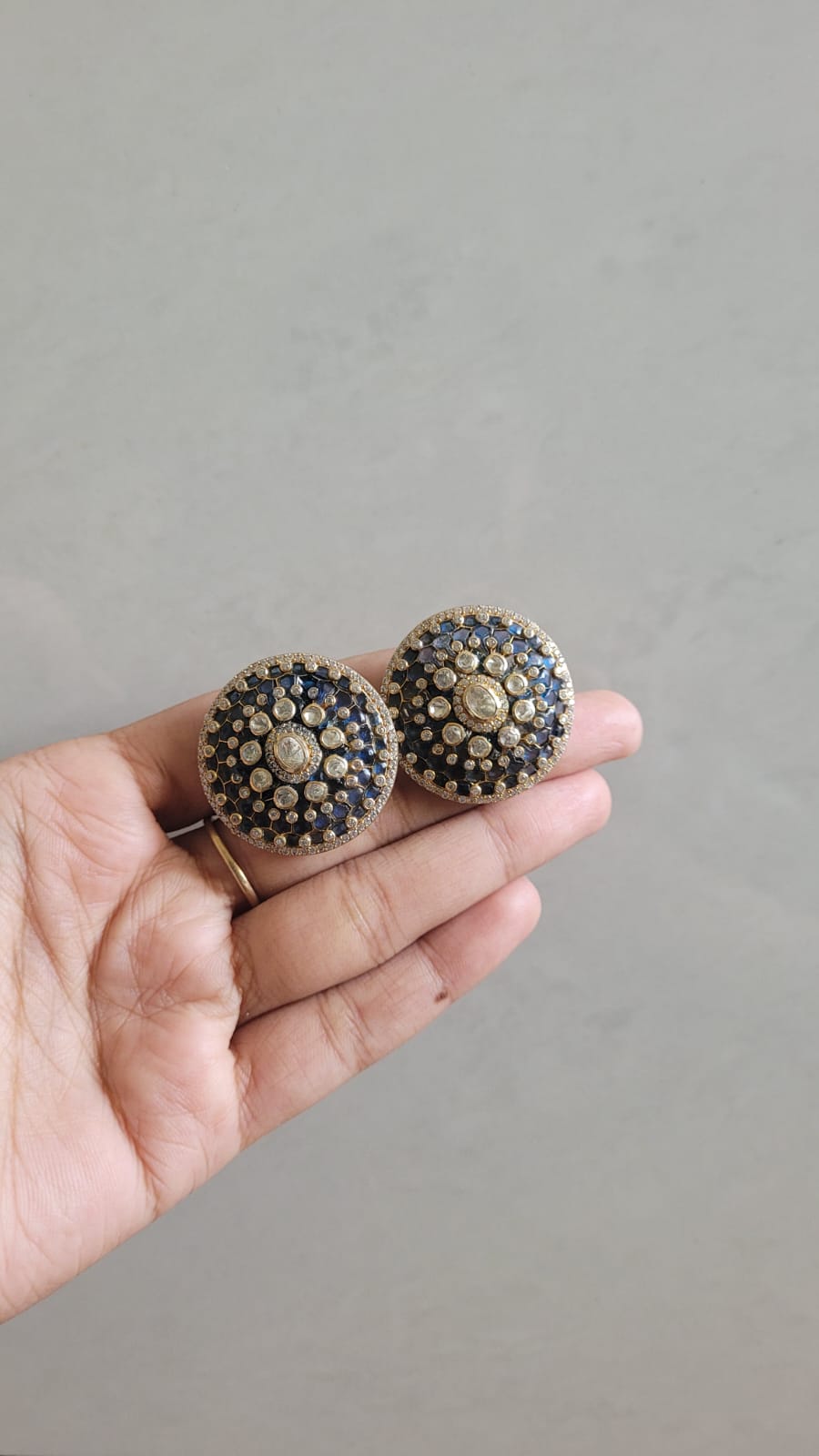 Polki Mosannite Blue Studs