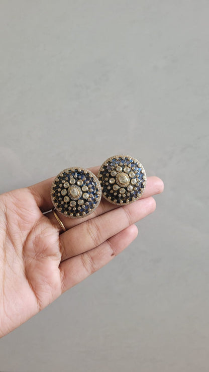 Polki Mosannite Blue Studs