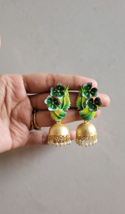 Flower Jhumki Enamel