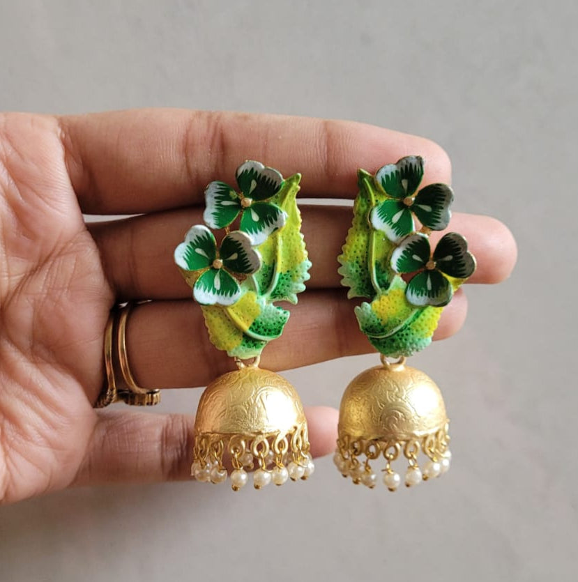 Flower Jhumki Enamel