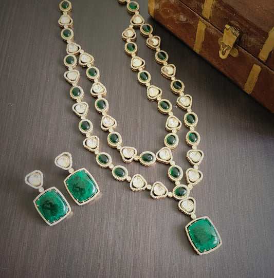 Polki Green Necklace Set