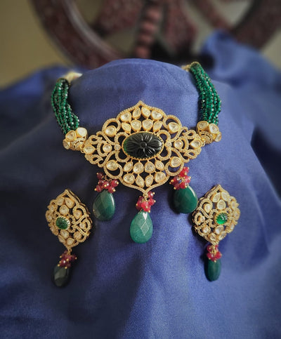 Carved Emerald Choker Set